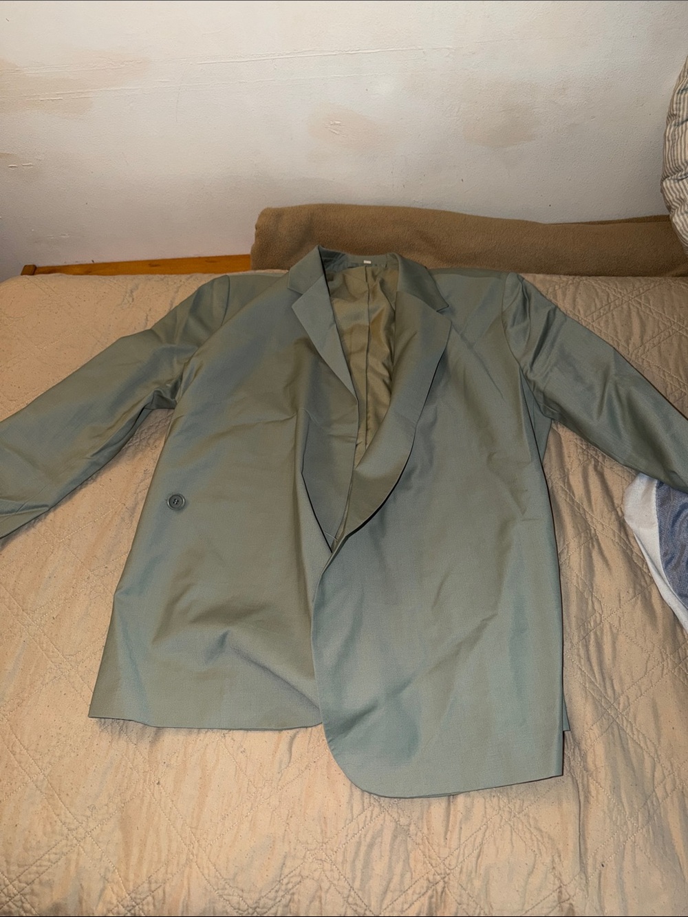 COS Men's Light Olive Single-Button Blazer